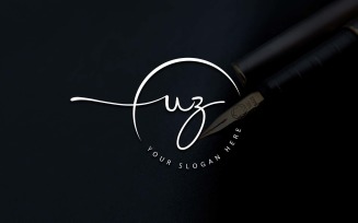 Calligraphy Studio Style UZ Letter Logo Design