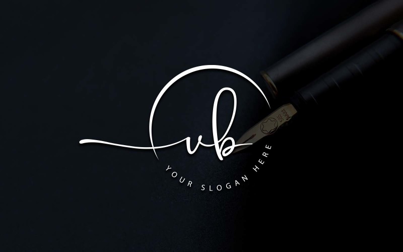 Calligraphy Studio Style VB Letter Logo Design Logo Template