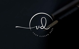 Calligraphy Studio Style VD Letter Logo Design
