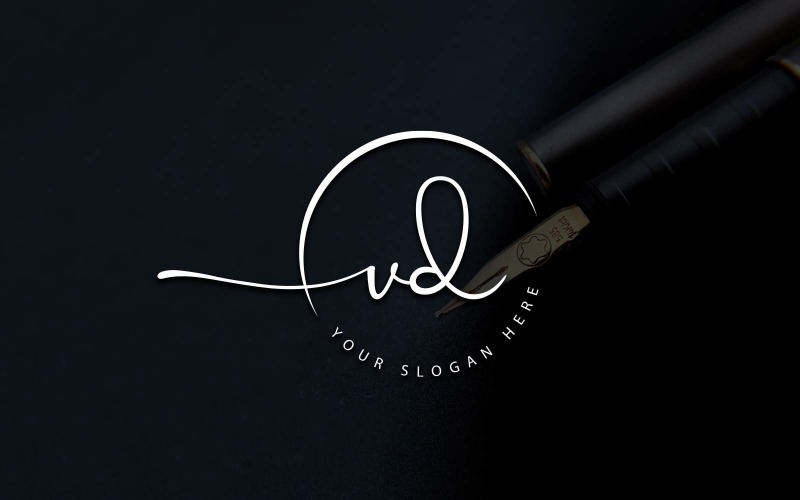 Calligraphy Studio Style VD Letter Logo Design Logo Template