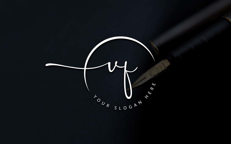Calligraphy Studio Style VF Letter Logo Design Logo Template