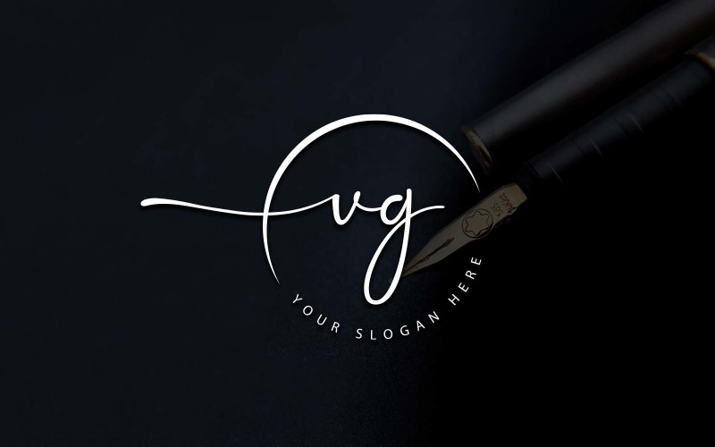 Calligraphy Studio Style VG Letter Logo Design Logo Template