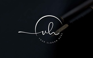 Calligraphy Studio Style VH Letter Logo Design
