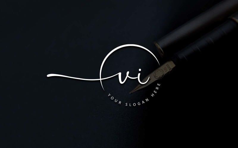 Calligraphy Studio Style VI Letter Logo Design Logo Template