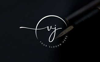 Calligraphy Studio Style VJ Letter Logo Design