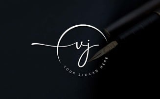Calligraphy Studio Style VJ Letter Logo Design