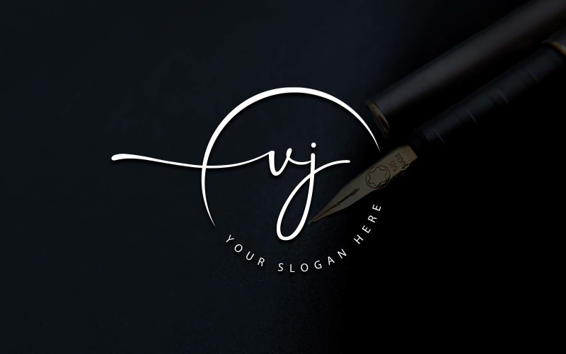 Calligraphy Studio Style VJ Letter Logo Design Logo Template