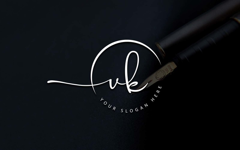 Calligraphy Studio Style VK Letter Logo Design Logo Template