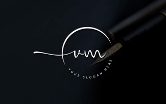 Calligraphy Studio Style VM Letter Logo Design