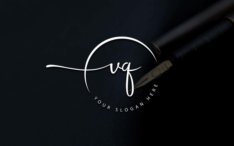 Calligraphy Studio Style VQ Letter Logo Design Logo Template