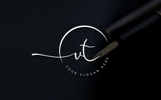 Calligraphy Studio Style VT Letter Logo Design