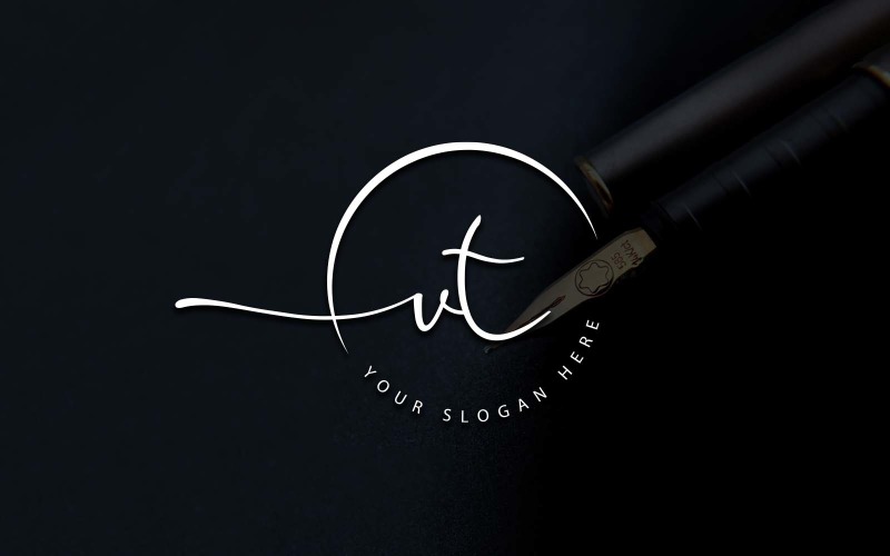 Calligraphy Studio Style VT Letter Logo Design Logo Template