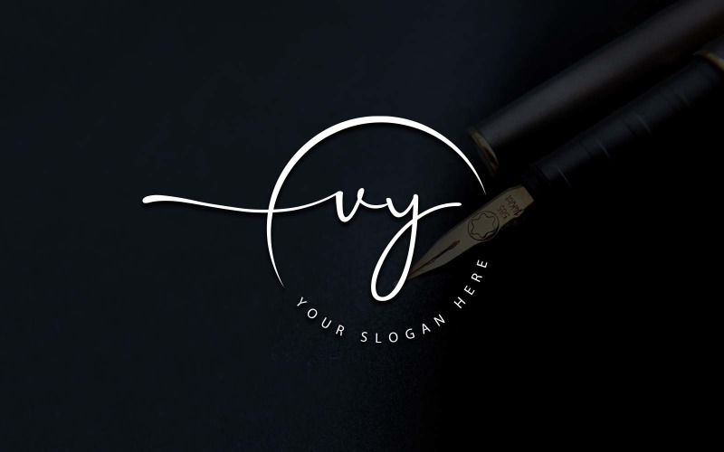 Calligraphy Studio Style VY Letter Logo Design Logo Template