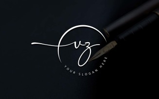 Calligraphy Studio Style VZ Letter Logo Design