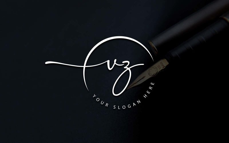 Calligraphy Studio Style VZ Letter Logo Design Logo Template