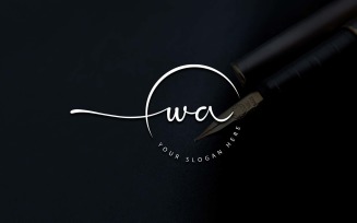 Calligraphy Studio Style WA Letter Logo Design