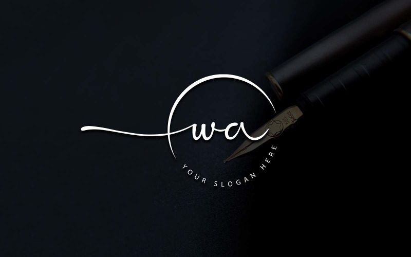 Calligraphy Studio Style WA Letter Logo Design Logo Template