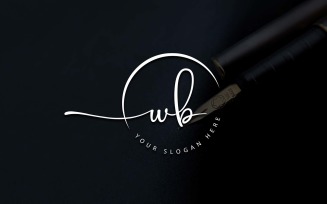 Calligraphy Studio Style WB Letter Logo Design