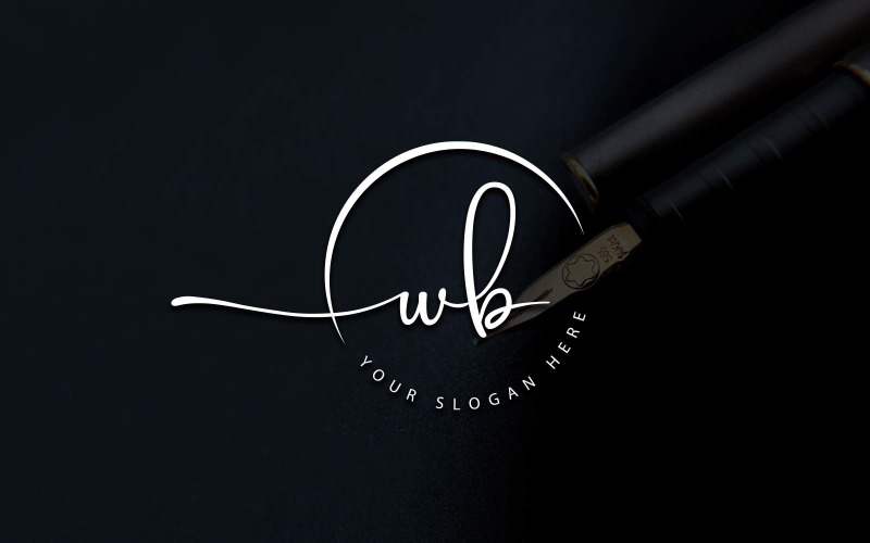 Calligraphy Studio Style WB Letter Logo Design Logo Template