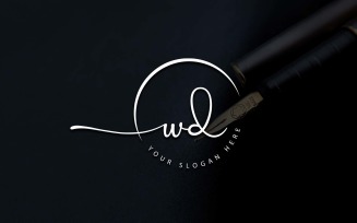 Calligraphy Studio Style WD Letter Logo Design
