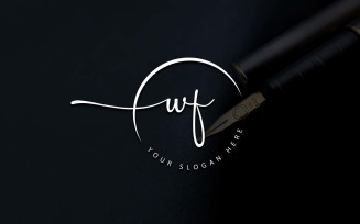 Calligraphy Studio Style WF Letter Logo Design