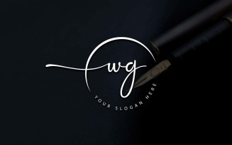Calligraphy Studio Style WG Letter Logo Design