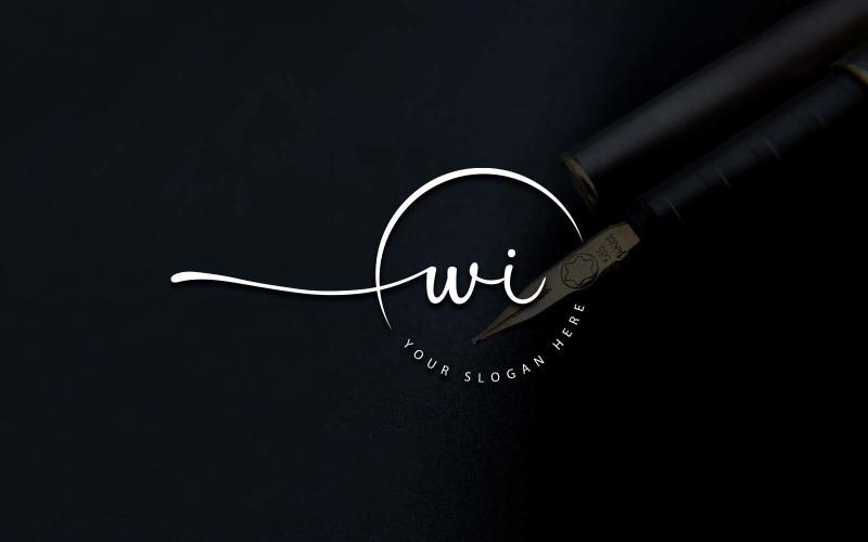 Calligraphy Studio Style WI Letter Logo Design Logo Template