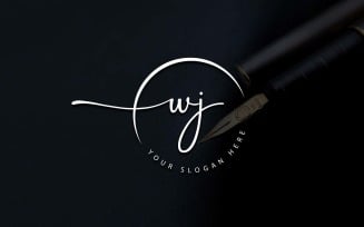 Calligraphy Studio Style WJ Letter Logo Design