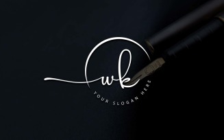 Calligraphy Studio Style WK Letter Logo Design