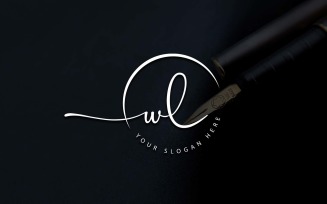 Calligraphy Studio Style WL Letter Logo Design