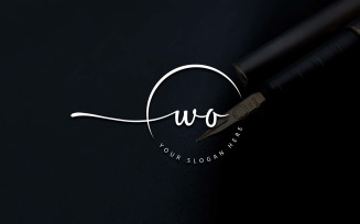 Calligraphy Studio Style WO Letter Logo Design