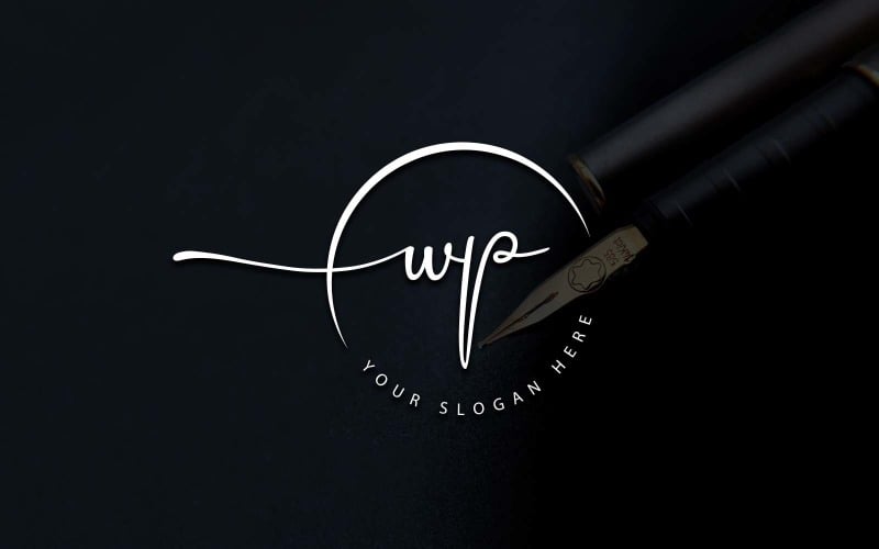 Calligraphy Studio Style WP Letter Logo Design Logo Template