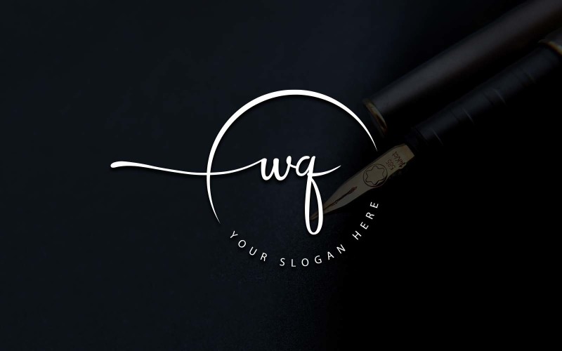 Calligraphy Studio Style WQ Letter Logo Design Logo Template