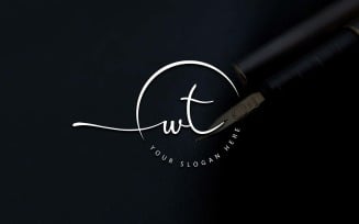 Calligraphy Studio Style WT Letter Logo Design