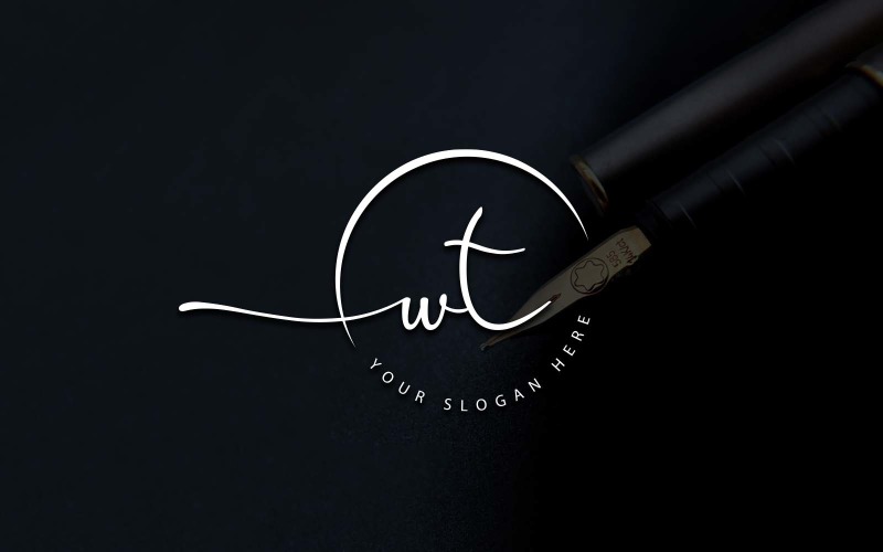 Calligraphy Studio Style WT Letter Logo Design Logo Template