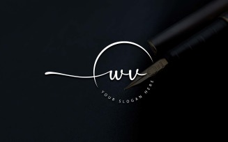 Calligraphy Studio Style WV Letter Logo Design