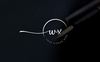 Calligraphy Studio Style WX Letter Logo Design