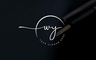 Calligraphy Studio Style WY Letter Logo Design