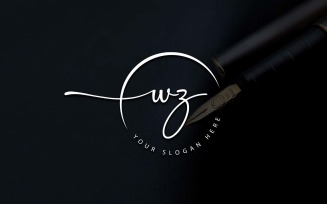 Calligraphy Studio Style WZ Letter Logo Design