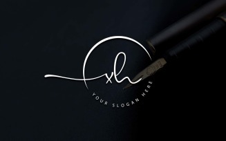 Calligraphy Studio Style XH Letter Logo Design