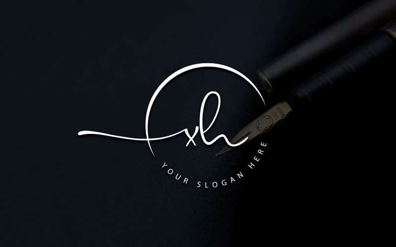 Calligraphy Studio Style XH Letter Logo Design Logo Template