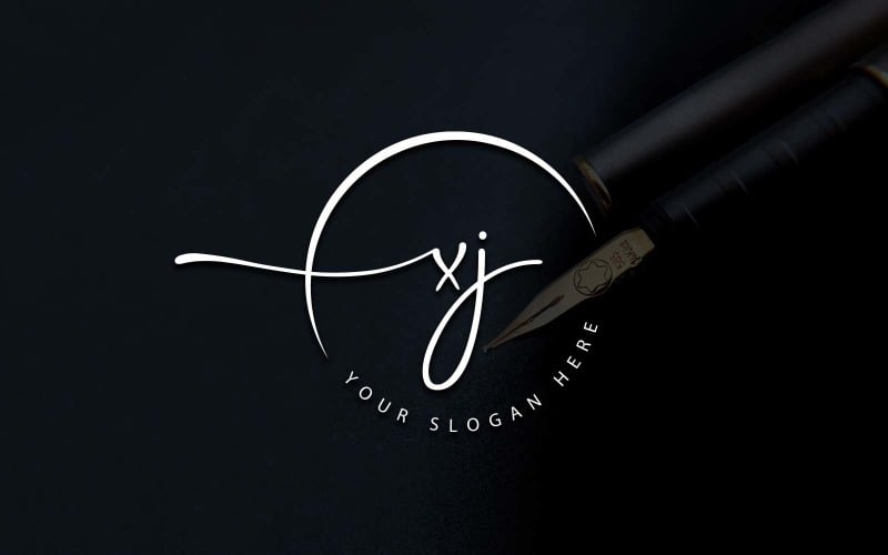 Calligraphy Studio Style XJ Letter Logo Design Logo Template