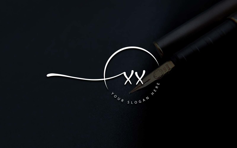 Calligraphy Studio Style XX Letter Logo Design Logo Template