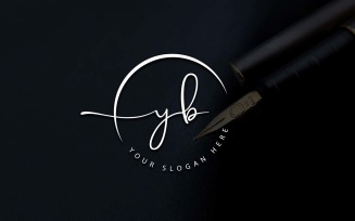 Calligraphy Studio Style YB Letter Logo Design
