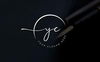 Calligraphy Studio Style YC Letter Logo Design