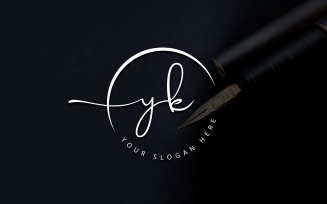 Calligraphy Studio Style YK Letter Logo Design