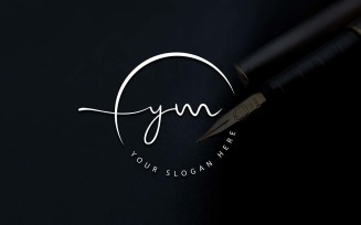 Calligraphy Studio Style YM Letter Logo Design