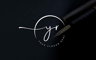 Calligraphy Studio Style YR Letter Logo Design