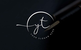Calligraphy Studio Style YT Letter Logo Design