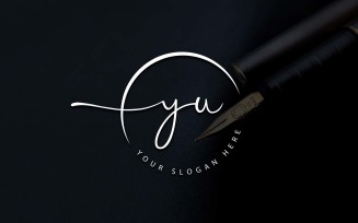 Calligraphy Studio Style YU Letter Logo Design